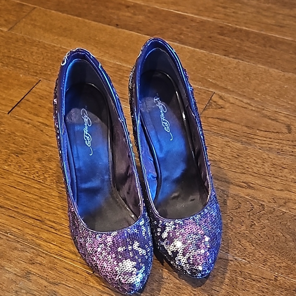 Ed Hardy Purple Silver Sequin shoes size 7 - Picture 2 of 10